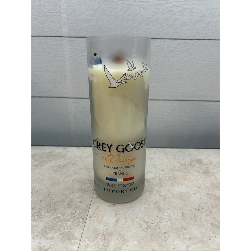 Upcycled Grey Goose Vodka Bottle Candle Scented Leather And Lace Unused